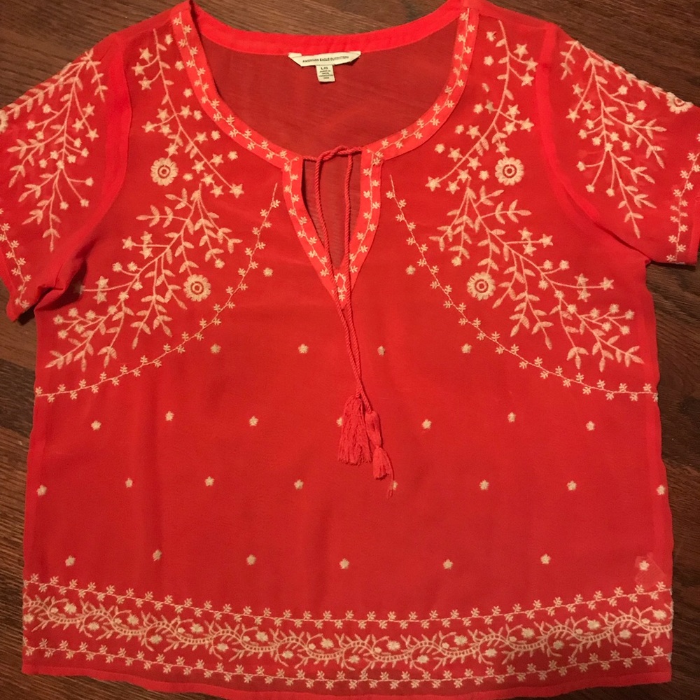 Short Sleeve American Eagle Sheer Top